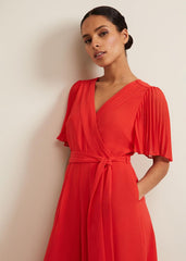 Petite Kendall Pleat Jumpsuit Orange