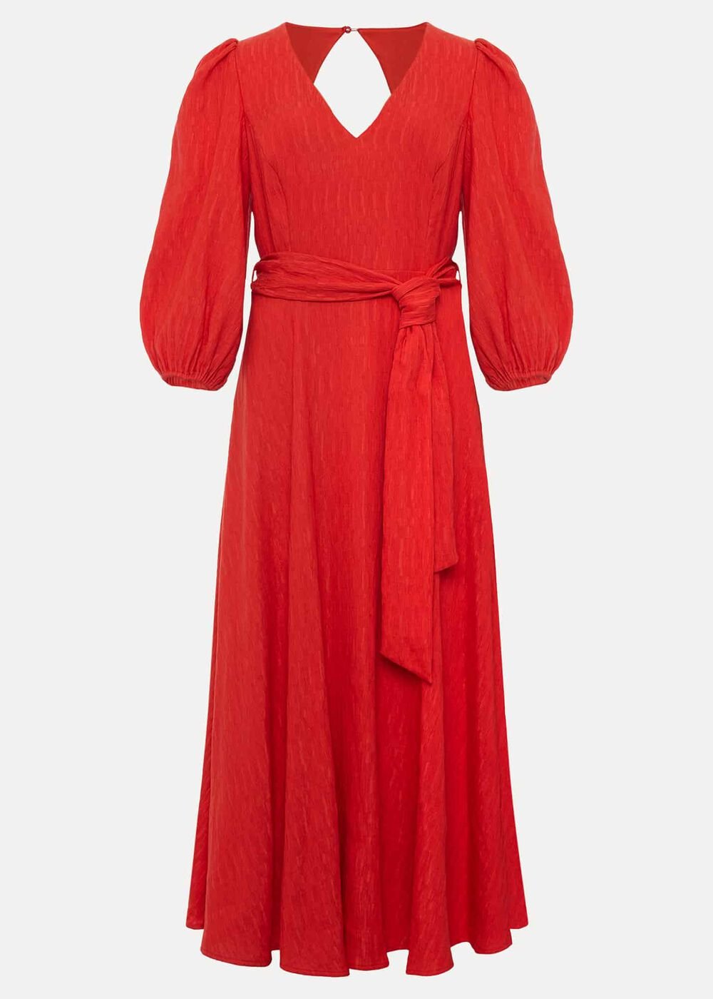Marilyn Puff Sleeve Midi Dress Orange