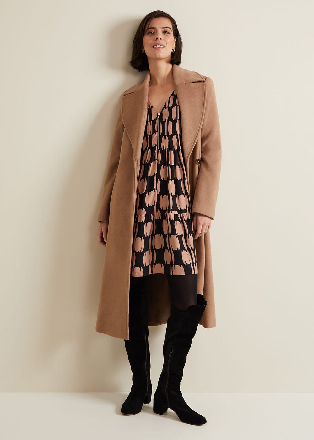 Penele Spot Swing Dress Black/Multi