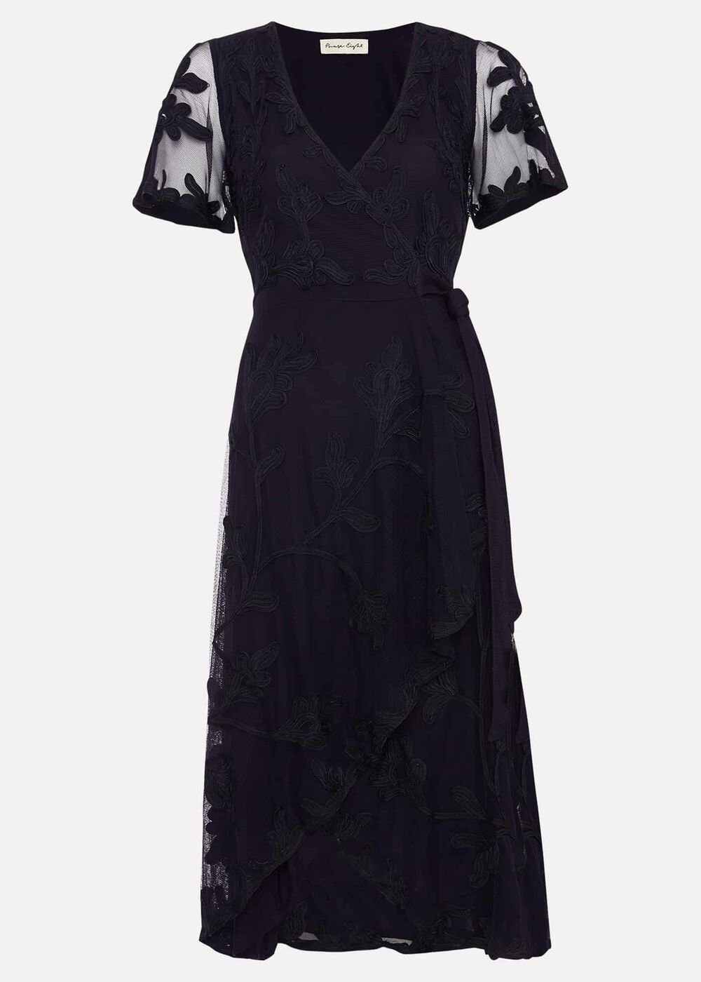 Clara Tapework Wrap Dress Navy
