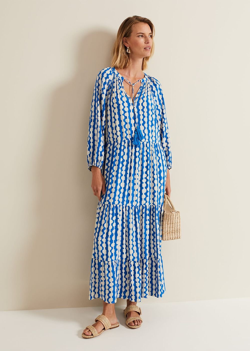 Lara Midaxi Dress Blue/Ivory