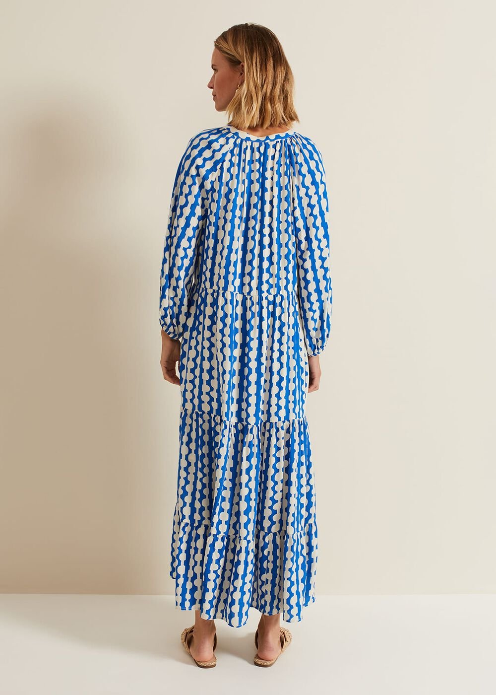 Lara Midaxi Dress Blue/Ivory
