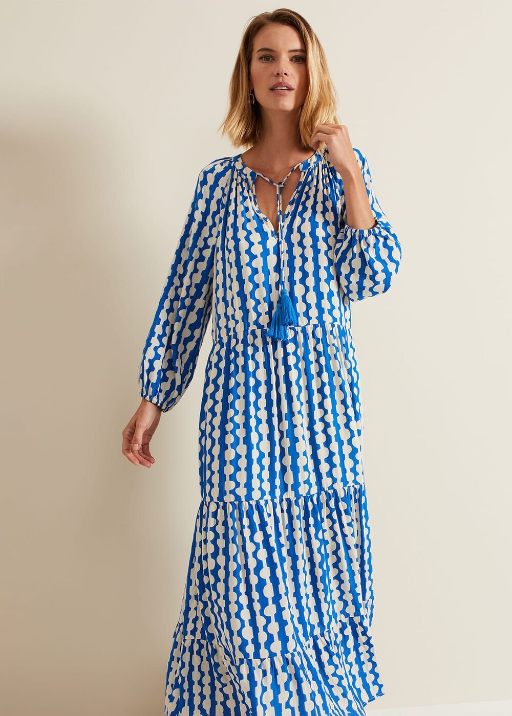 Lara Midaxi Dress Blue/Ivory