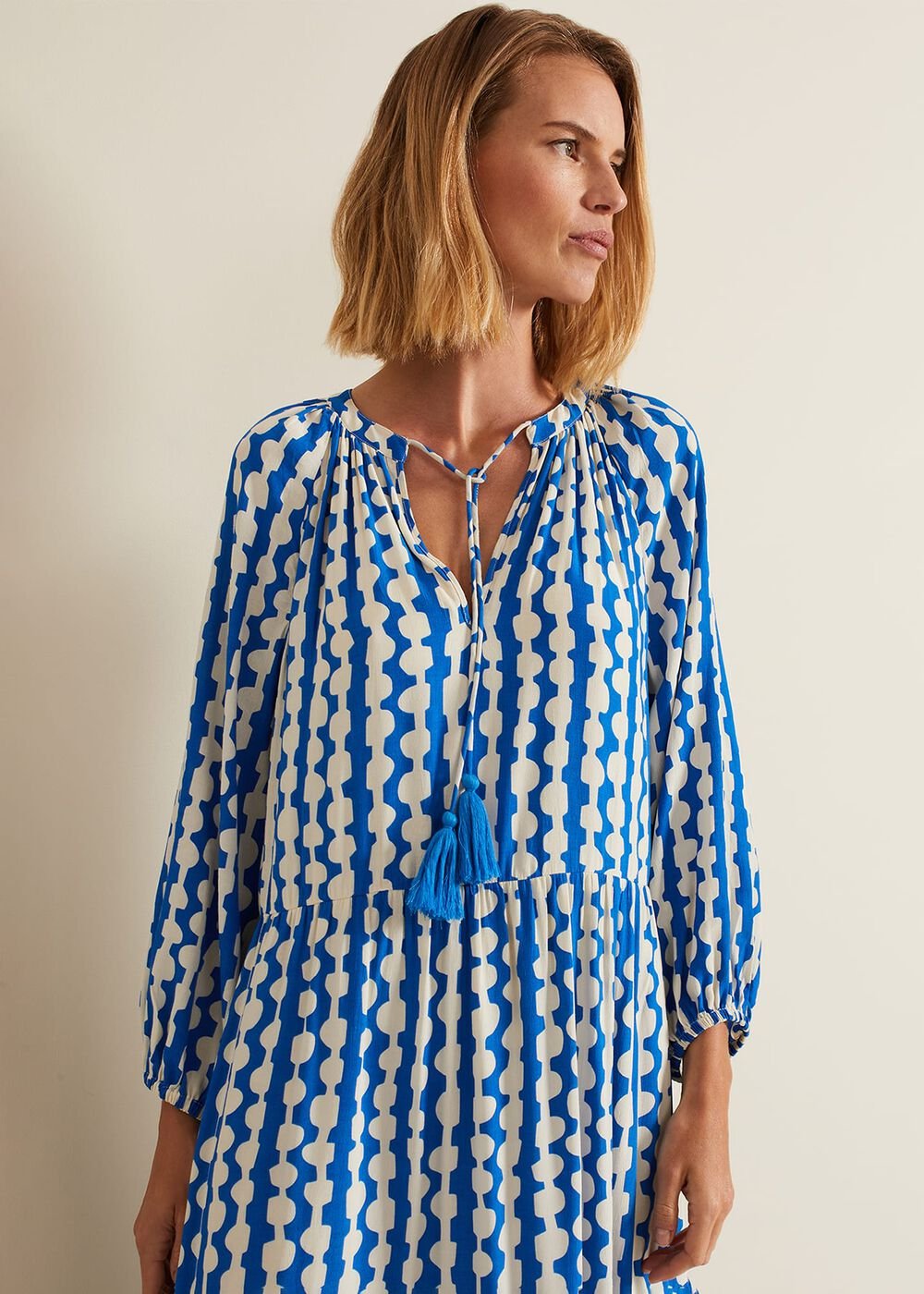 Lara Midaxi Dress Blue/Ivory