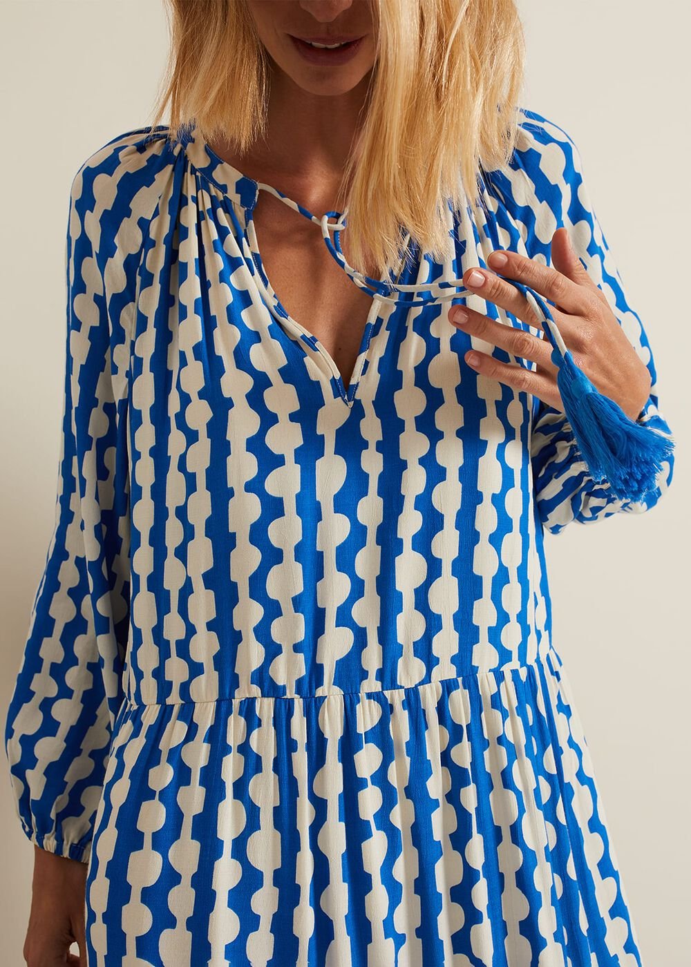 Lara Midaxi Dress Blue/Ivory