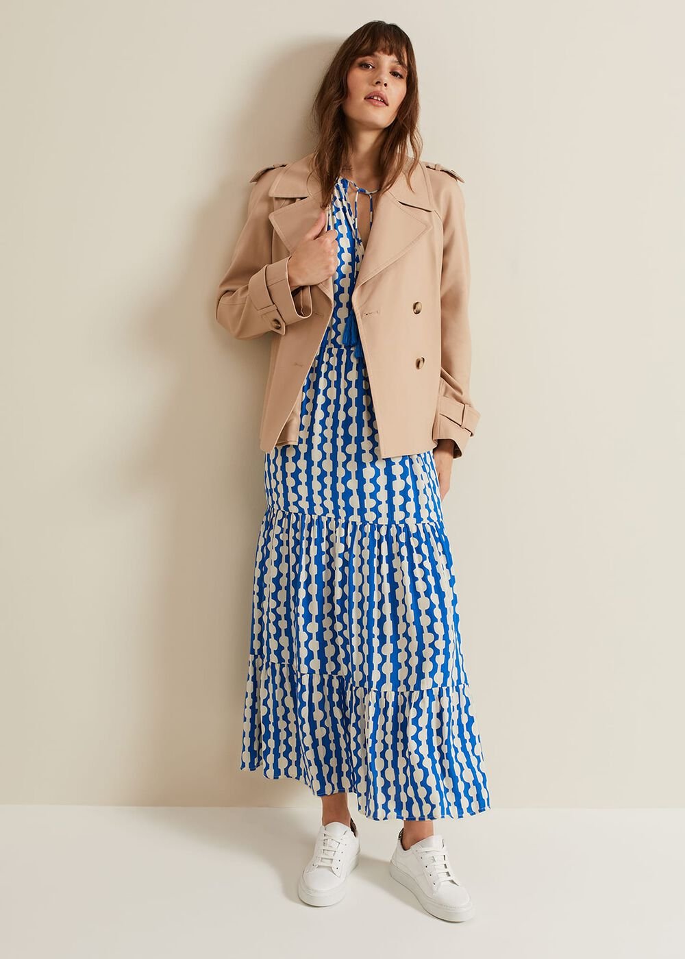 Lara Midaxi Dress Blue/Ivory