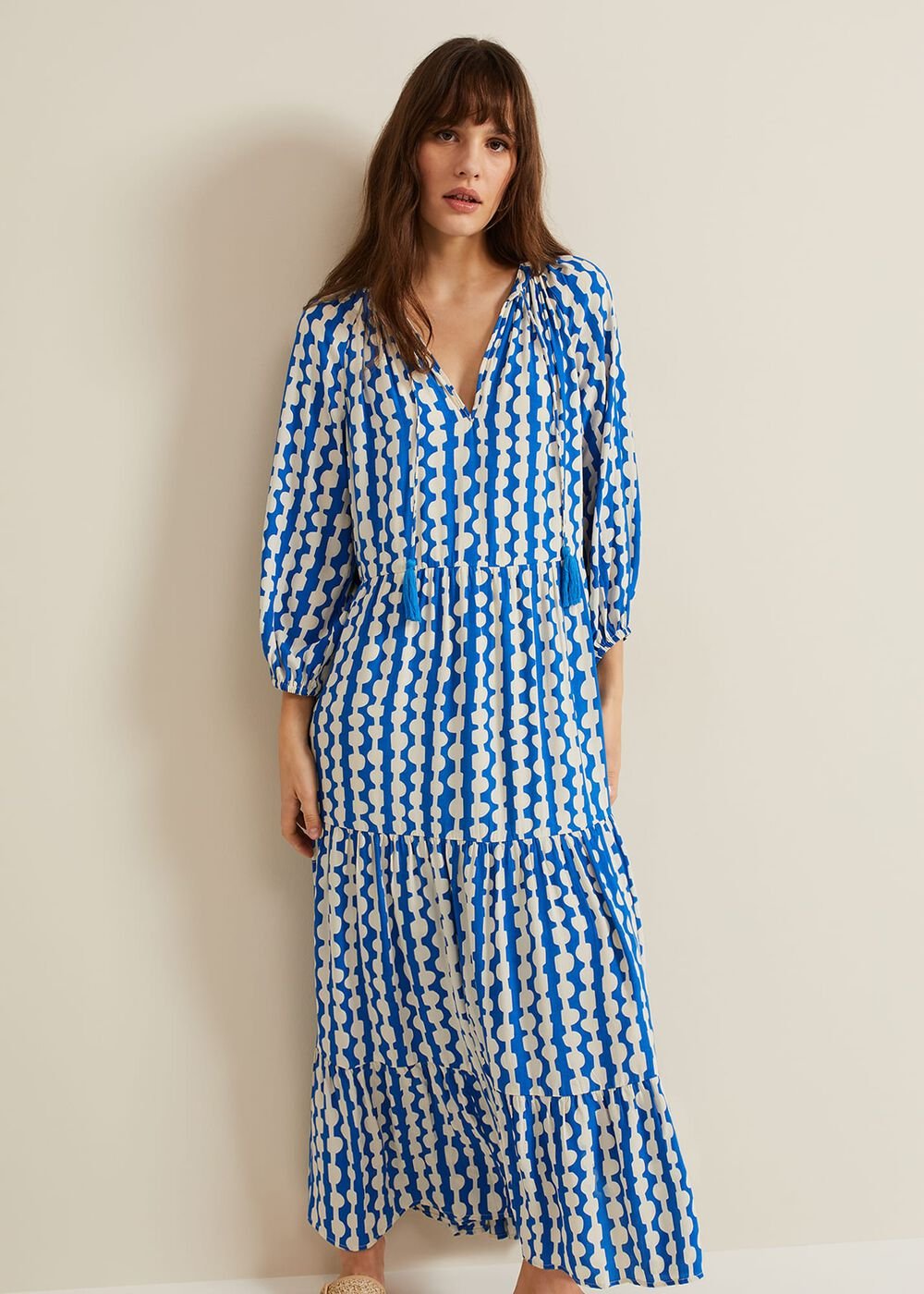 Lara Midaxi Dress Blue/Ivory