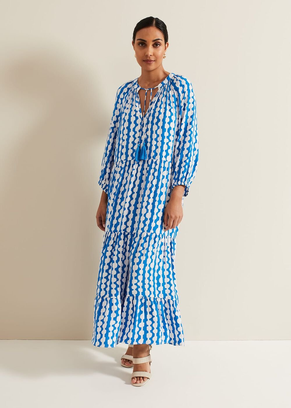 Petite Lara Midaxi Dress Blue/Ivory