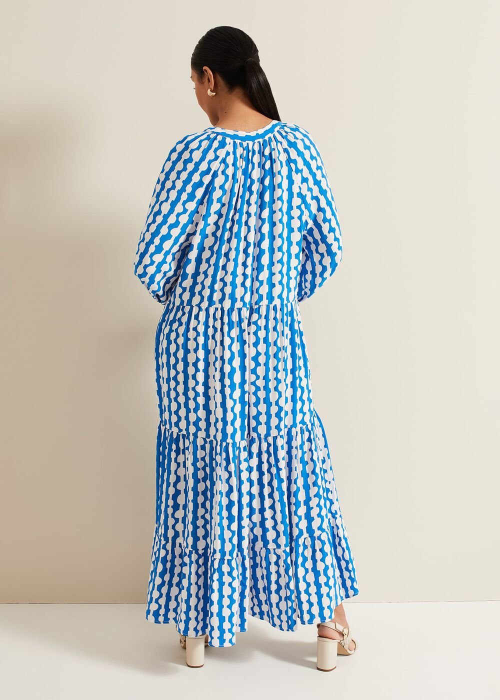 Petite Lara Midaxi Dress Blue/Ivory