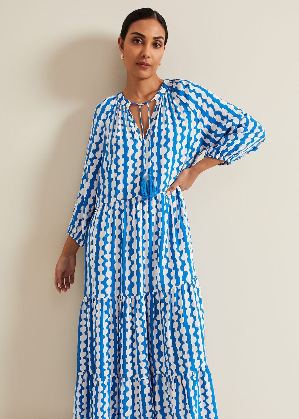 Petite Lara Midaxi Dress Blue/Ivory