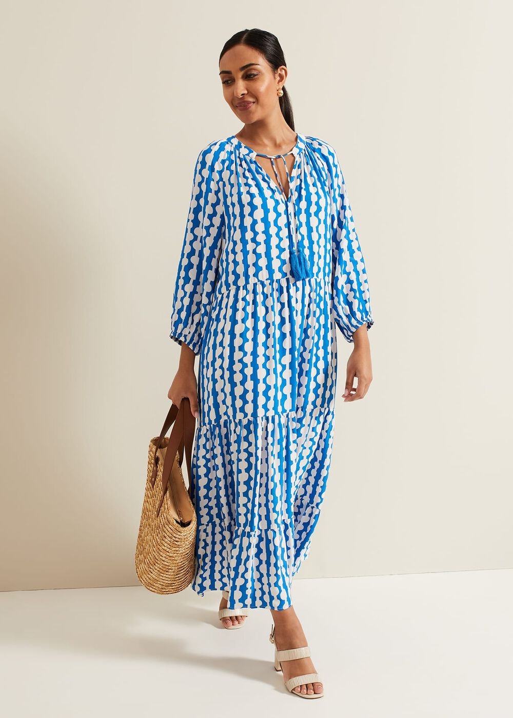 Petite Lara Midaxi Dress Blue/Ivory