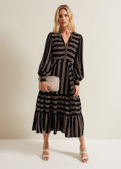 Laura Stripe Midaxi Dress Black/Multi