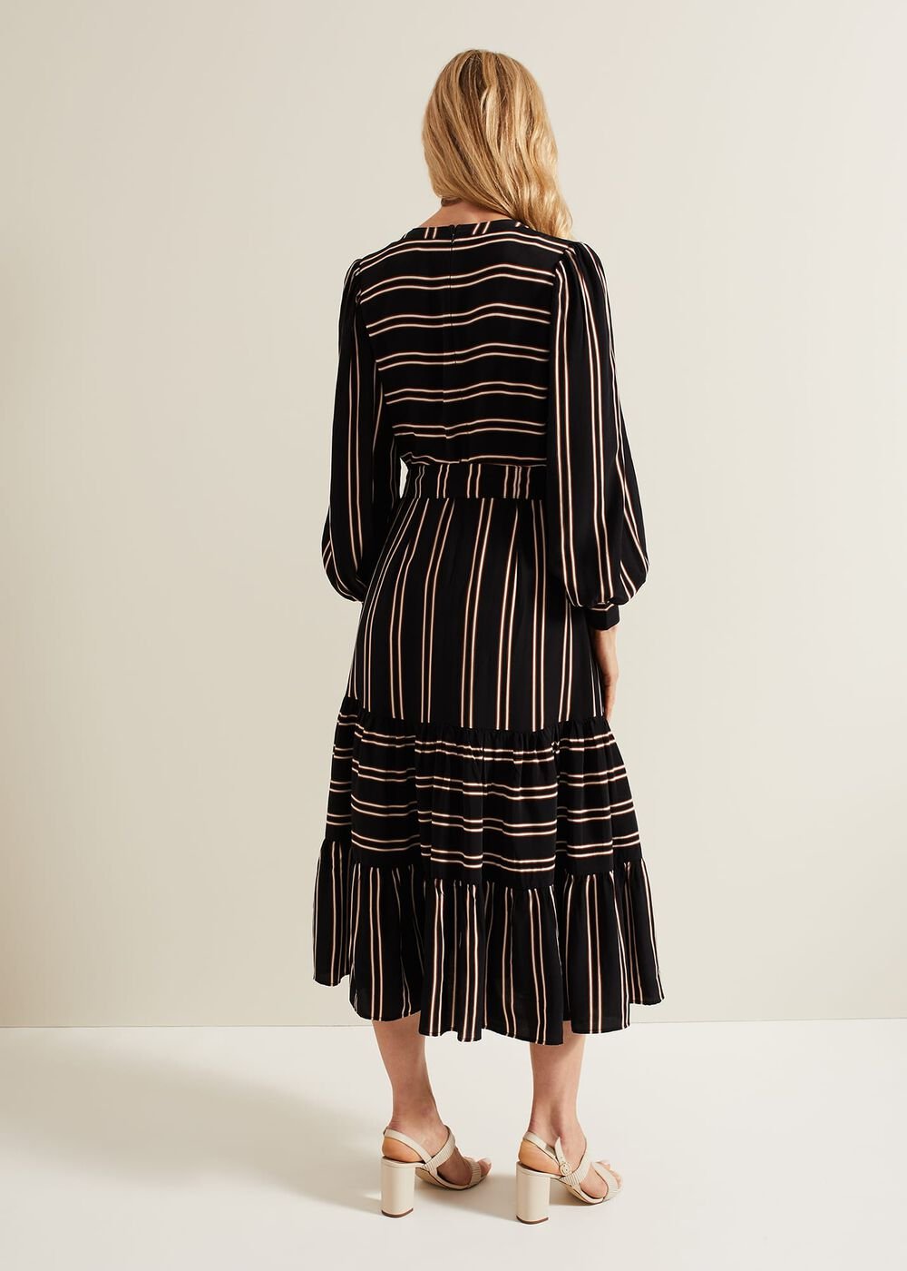 Laura Stripe Midaxi Dress Black/Multi