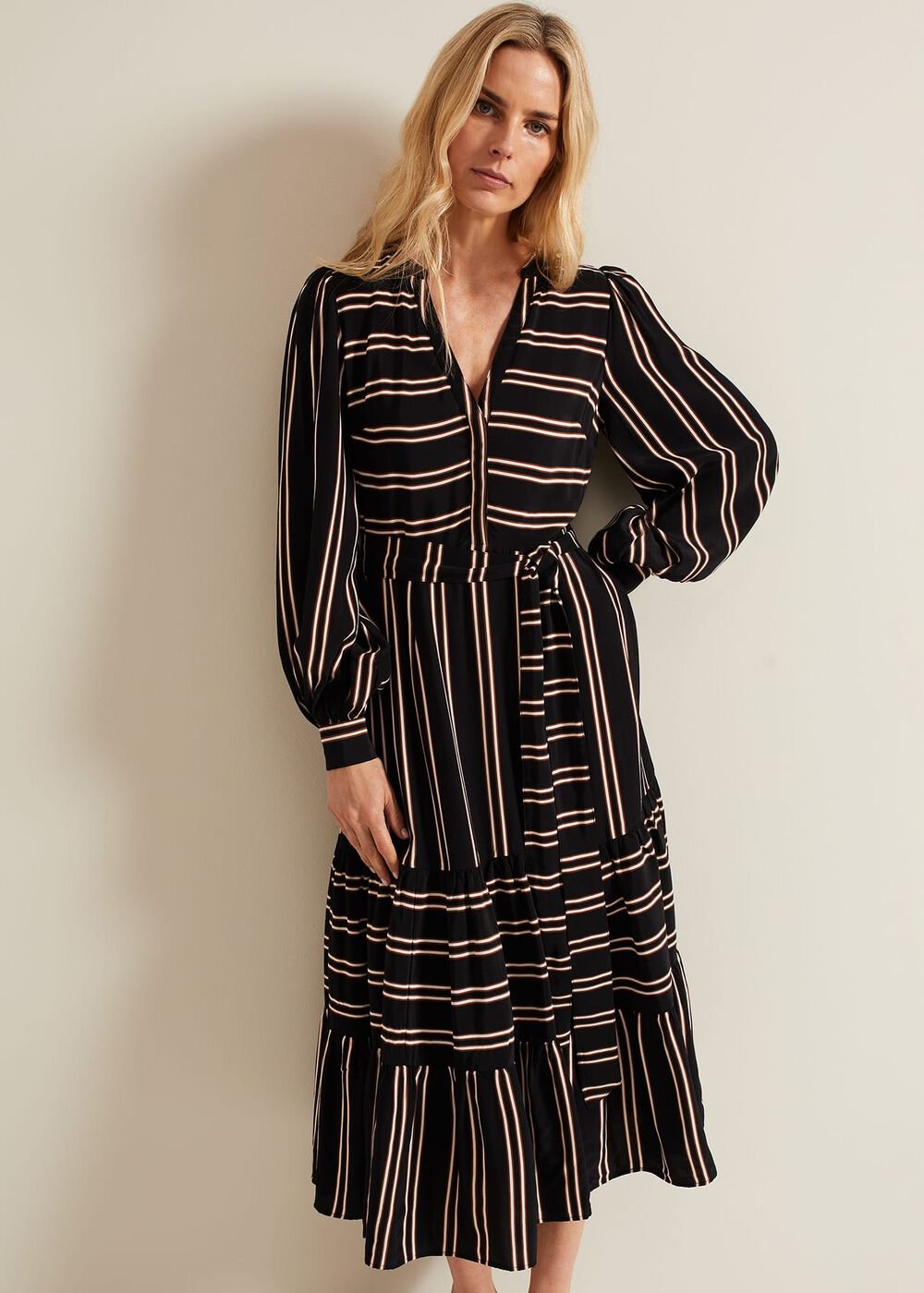 Laura Stripe Midaxi Dress Black/Multi