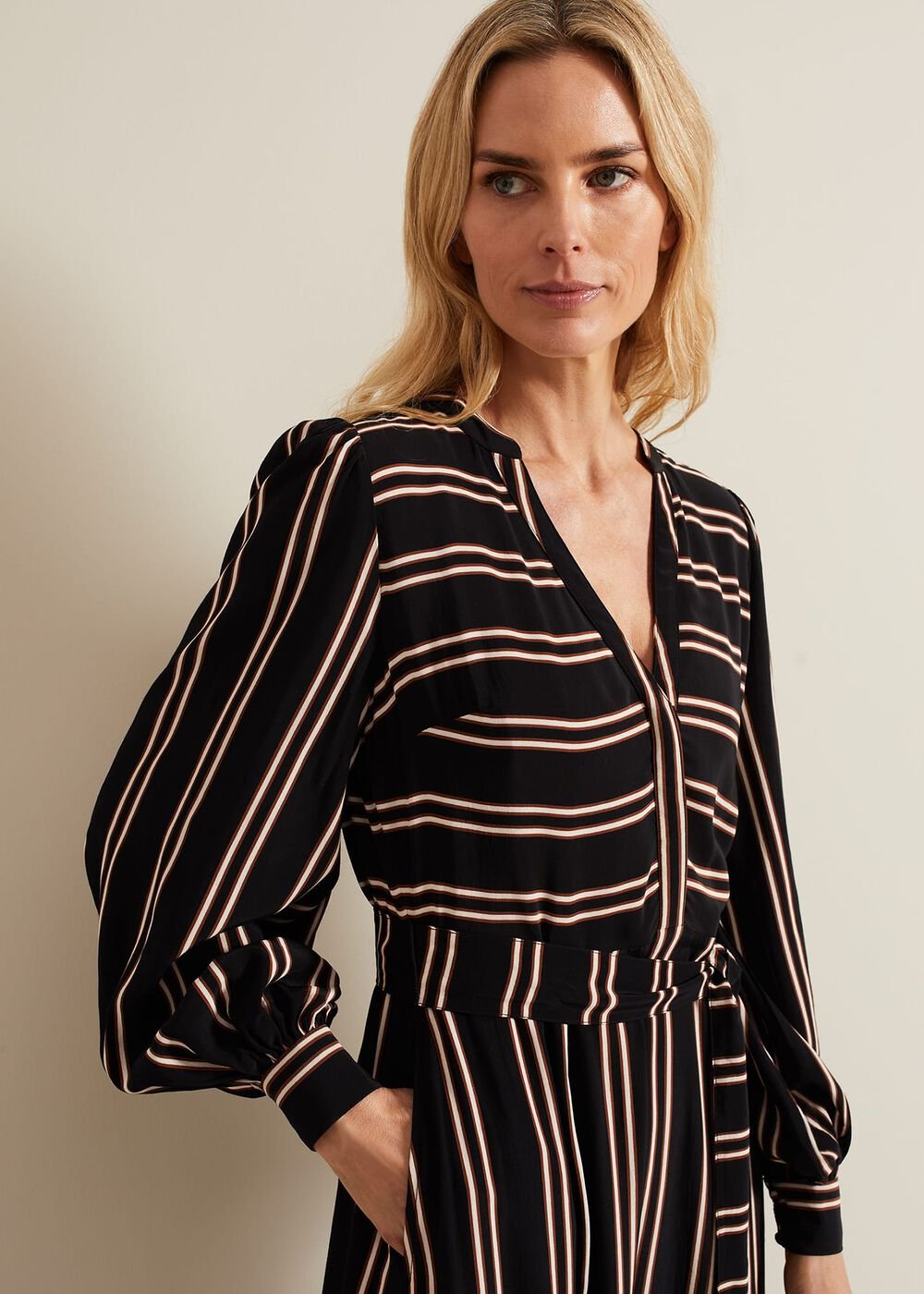 Laura Stripe Midaxi Dress Black/Multi