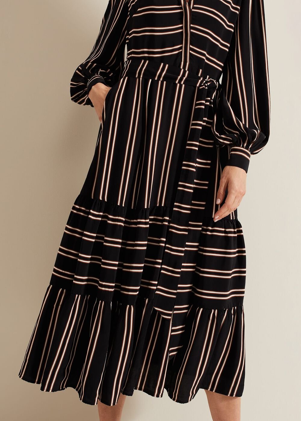 Laura Stripe Midaxi Dress Black/Multi