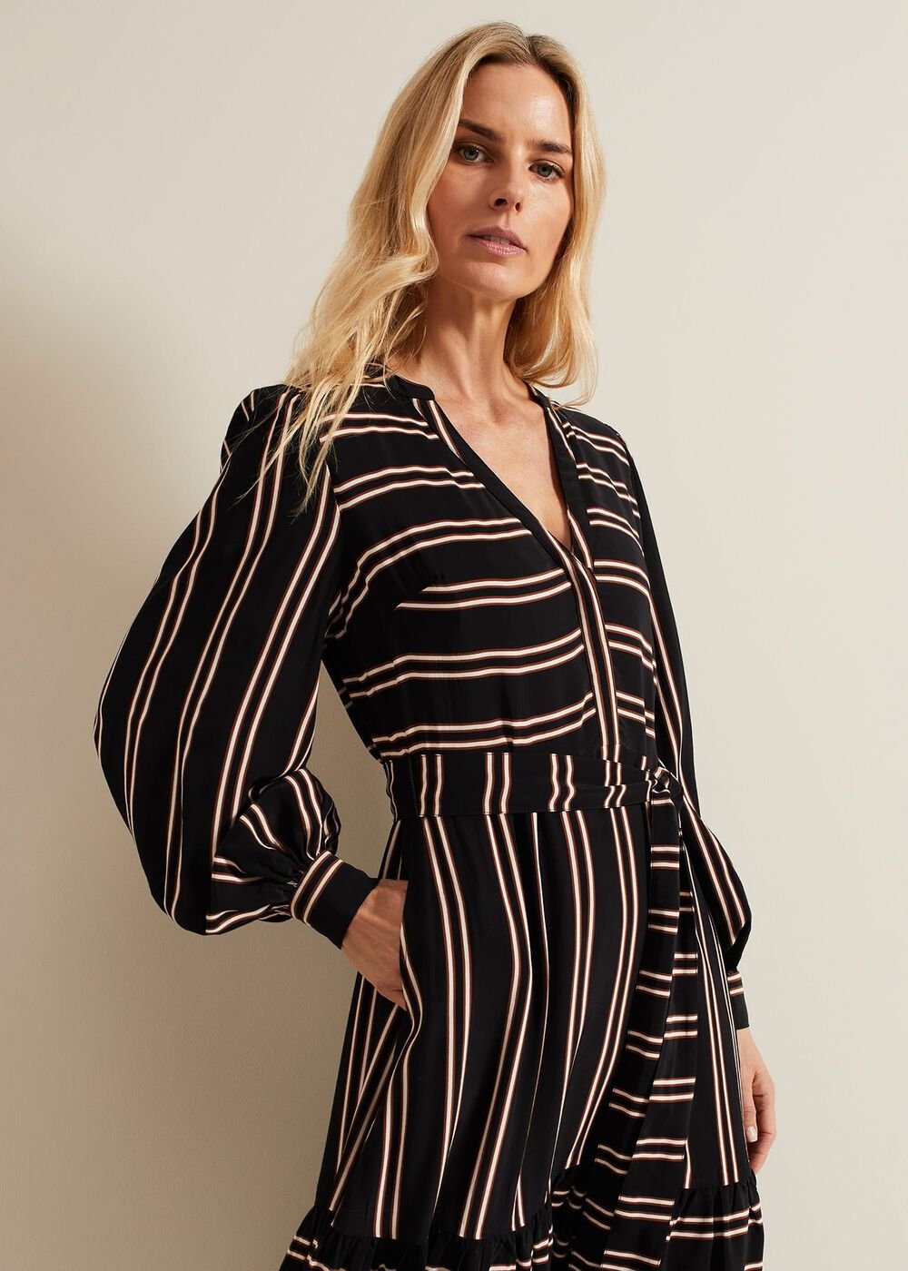 Laura Stripe Midaxi Dress Black/Multi