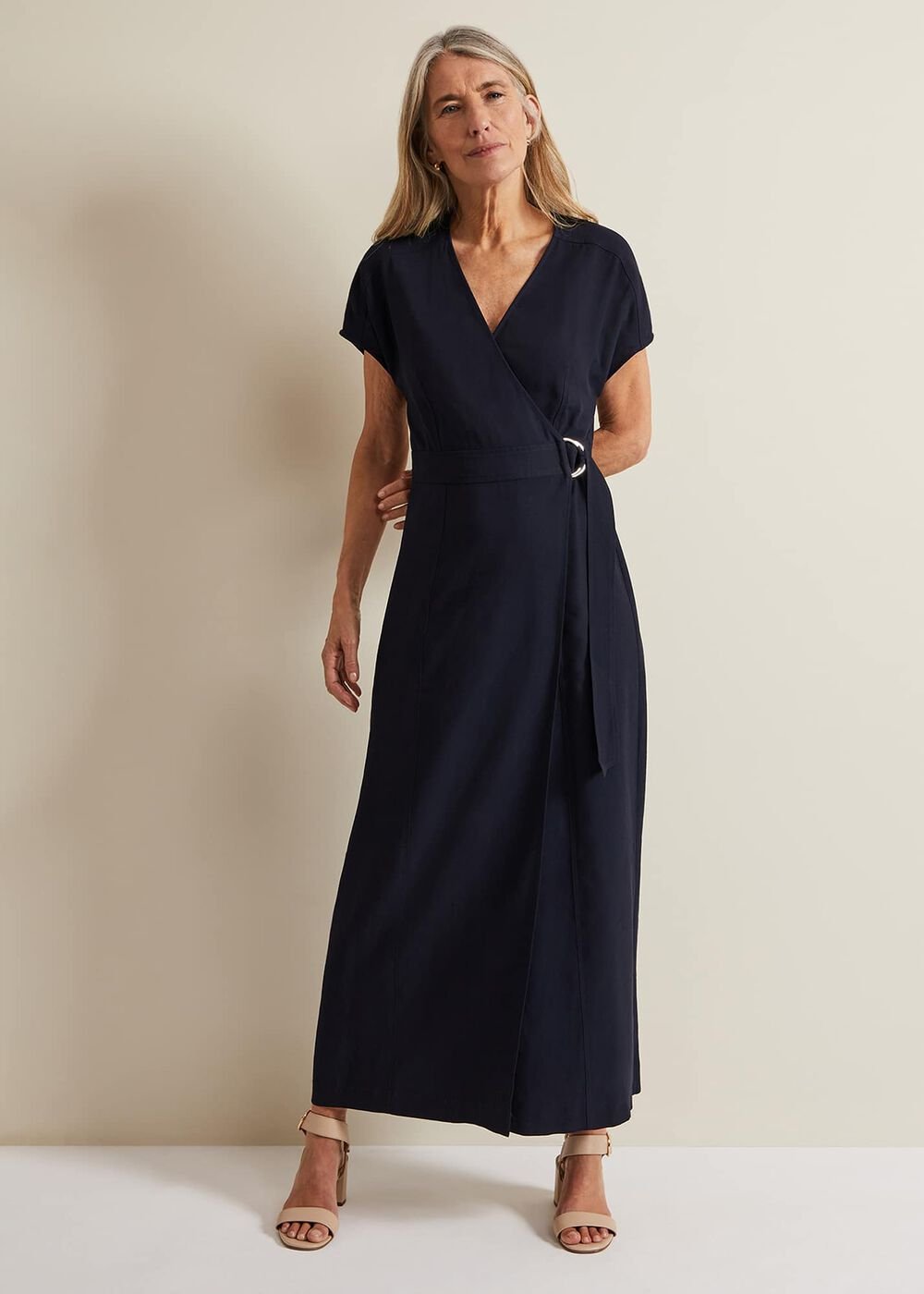 Liv Wrap Midi Dress Navy
