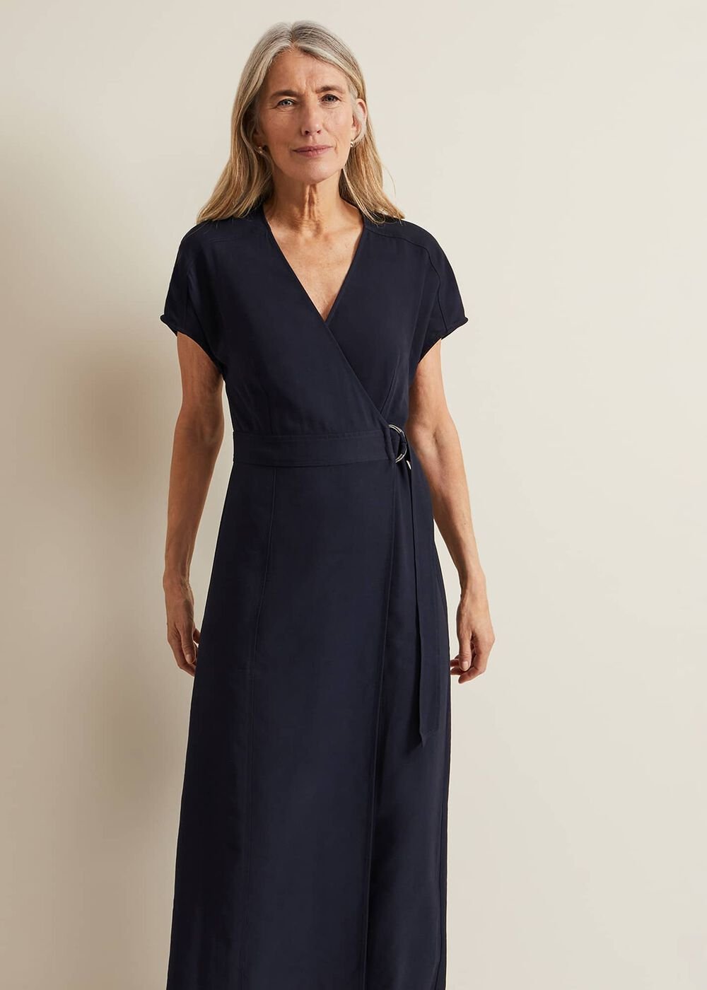 Liv Wrap Midi Dress Navy