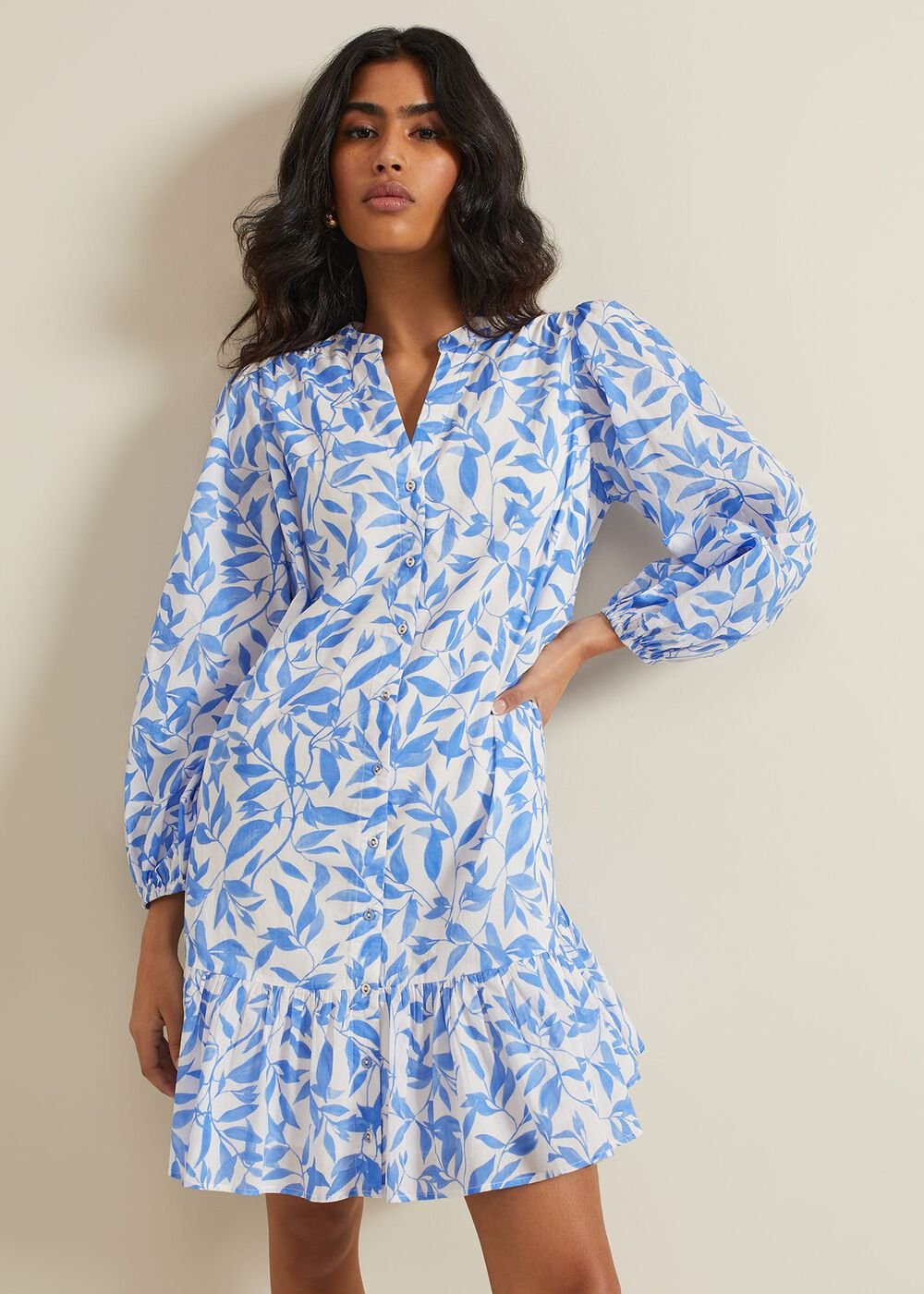 Hermoine Cotton Swing Dress Blue