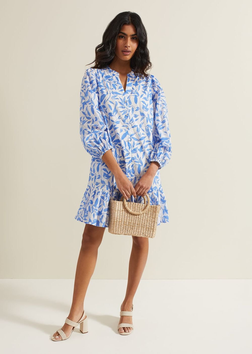 Hermoine Cotton Swing Dress Blue