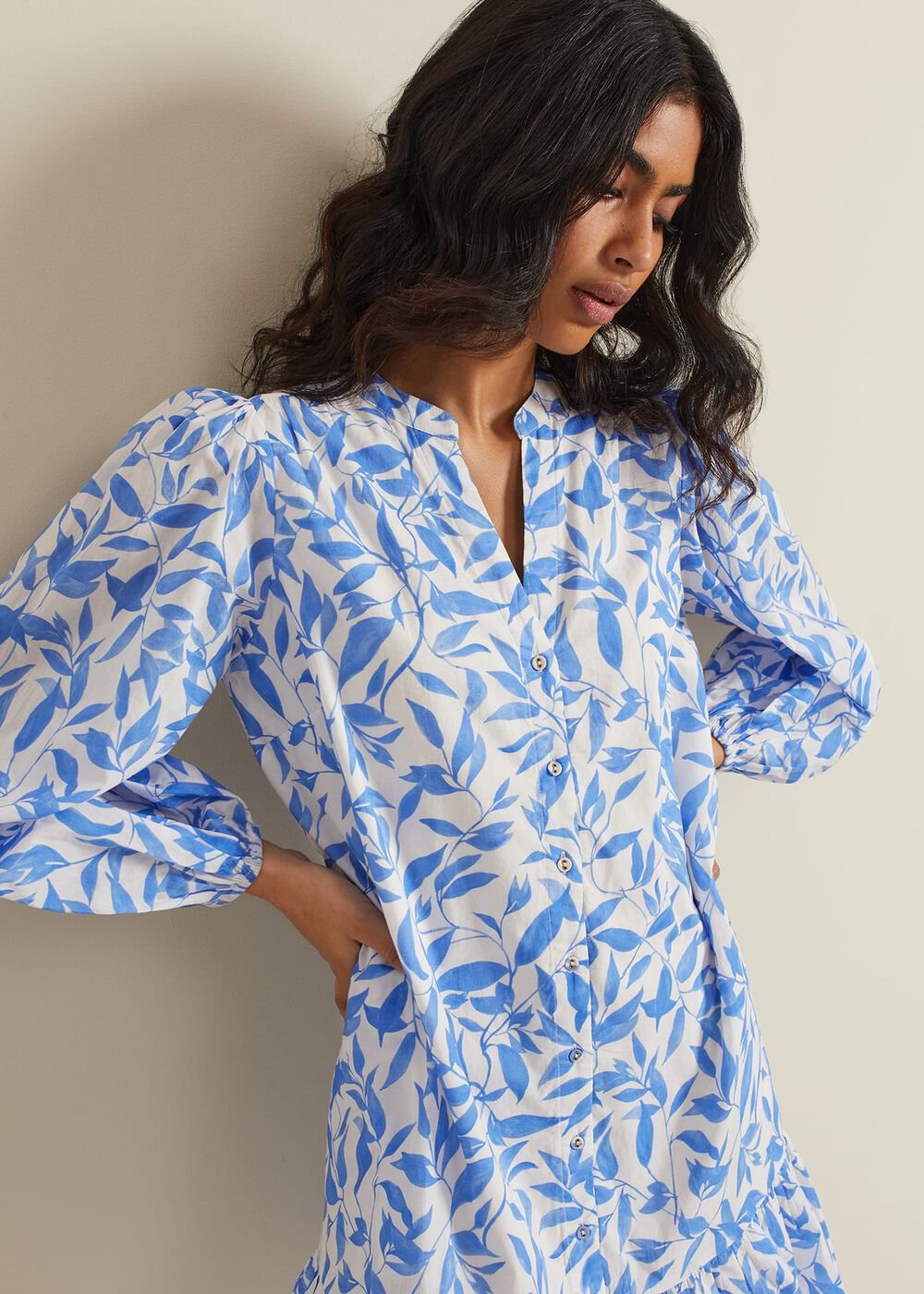 Hermoine Cotton Swing Dress Blue