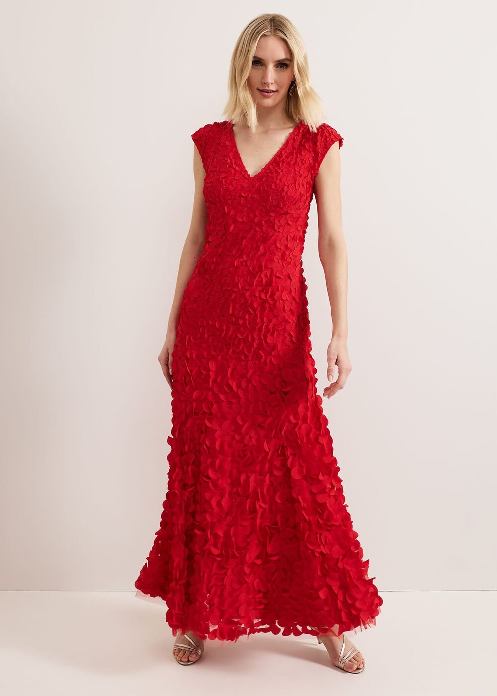 Charlene Ruffle Maxi Dress Red