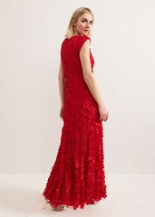 Charlene Ruffle Maxi Dress Red
