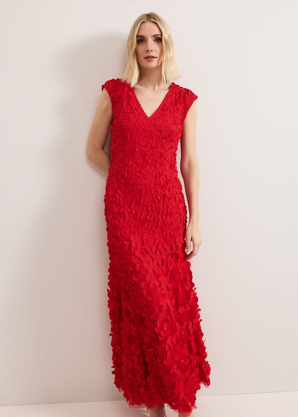 Charlene Ruffle Maxi Dress Red