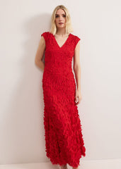 Charlene Ruffle Maxi Dress Red