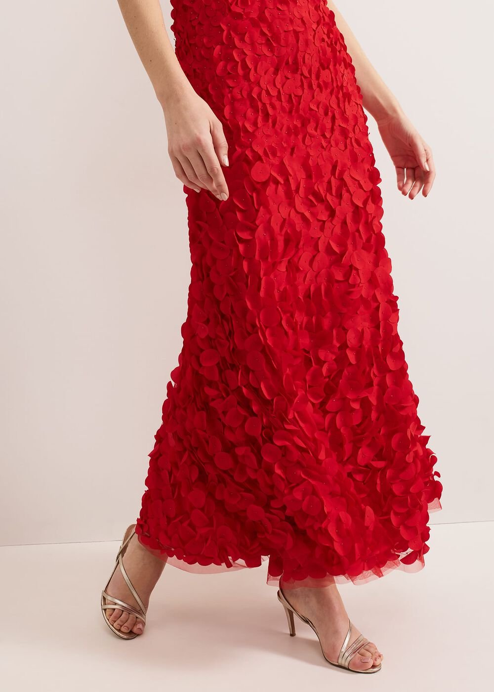 Charlene Ruffle Maxi Dress Red