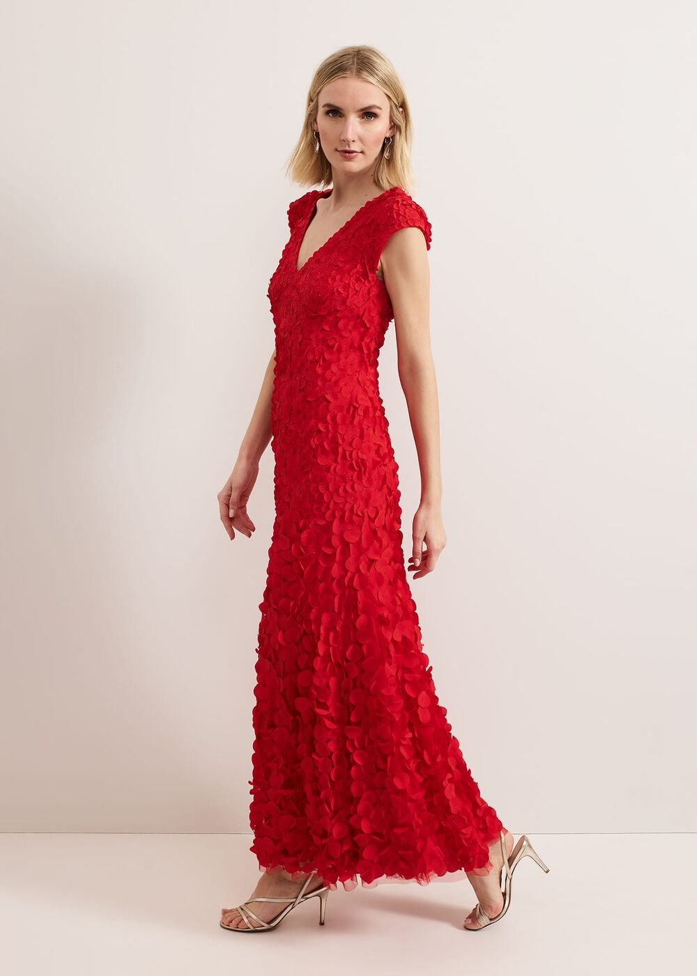 Charlene Ruffle Maxi Dress Red