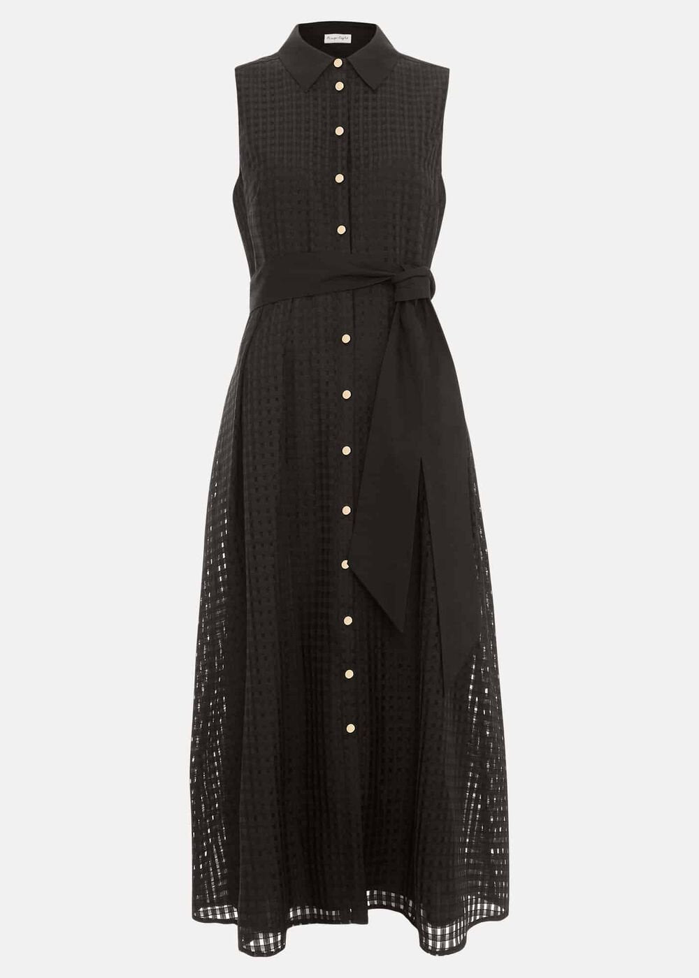 Carey Sleeveless Check Midi Dress Black