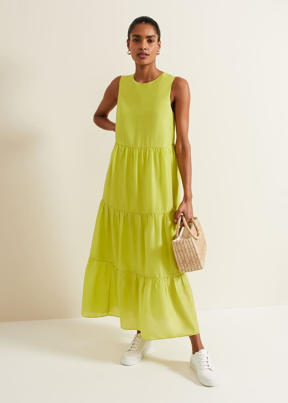 Sara Tiered Maxi Dress Lime