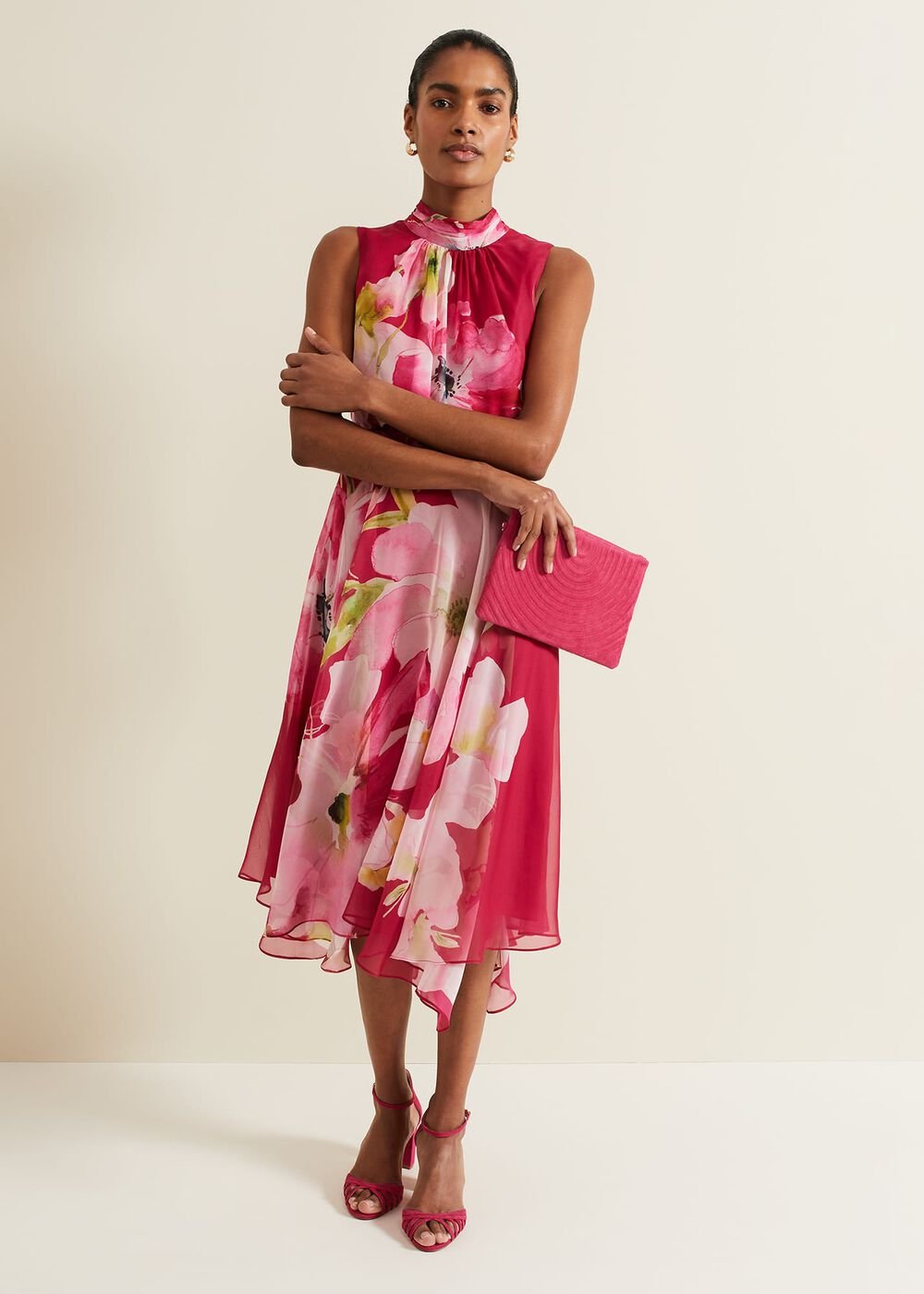 Lucinda Floral Midi Dress Multi-Coloured