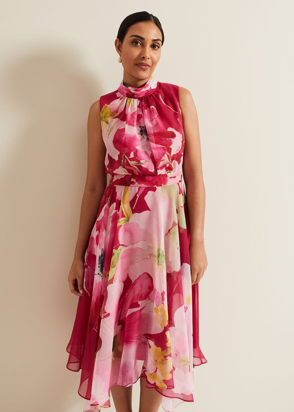 Petite Lucinda Floral Dress Multi-Coloured