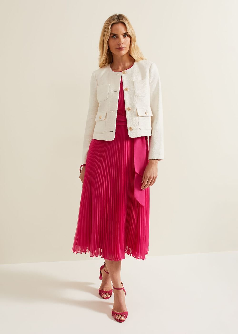 Simara Pleated Midi Dress Pink