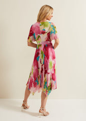 Kendall Floral Pleat Midi Dress Multi-Coloured