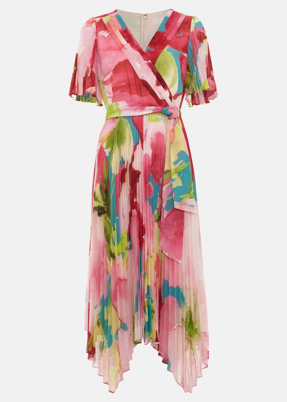 Kendall Floral Pleat Midi Dress Multi-Coloured