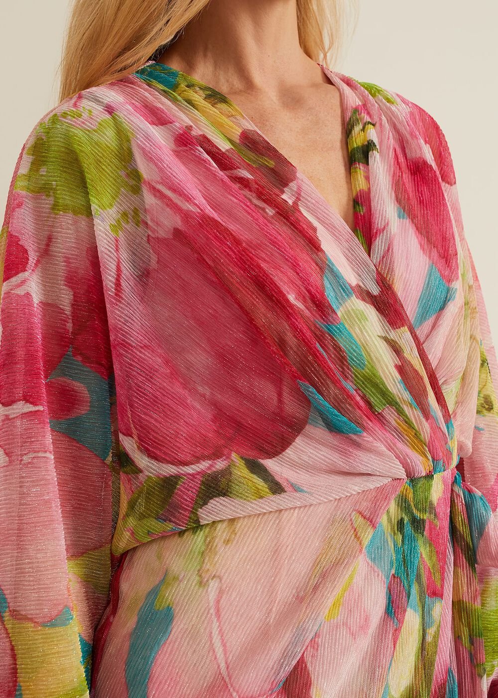Cosmina Pleat Shimmer Maxi Dress Multi-Coloured