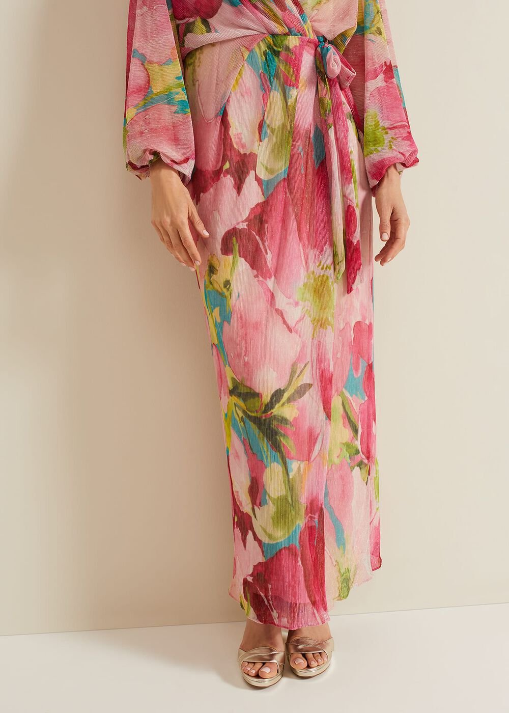 Cosmina Pleat Shimmer Maxi Dress Multi-Coloured