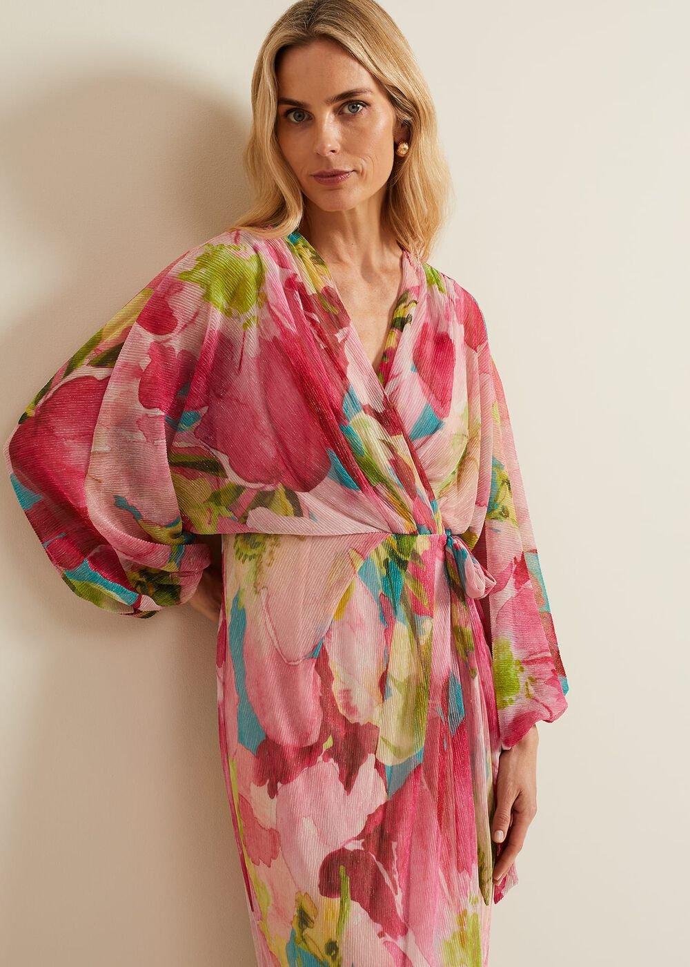 Cosmina Pleat Shimmer Maxi Dress Multi-Coloured
