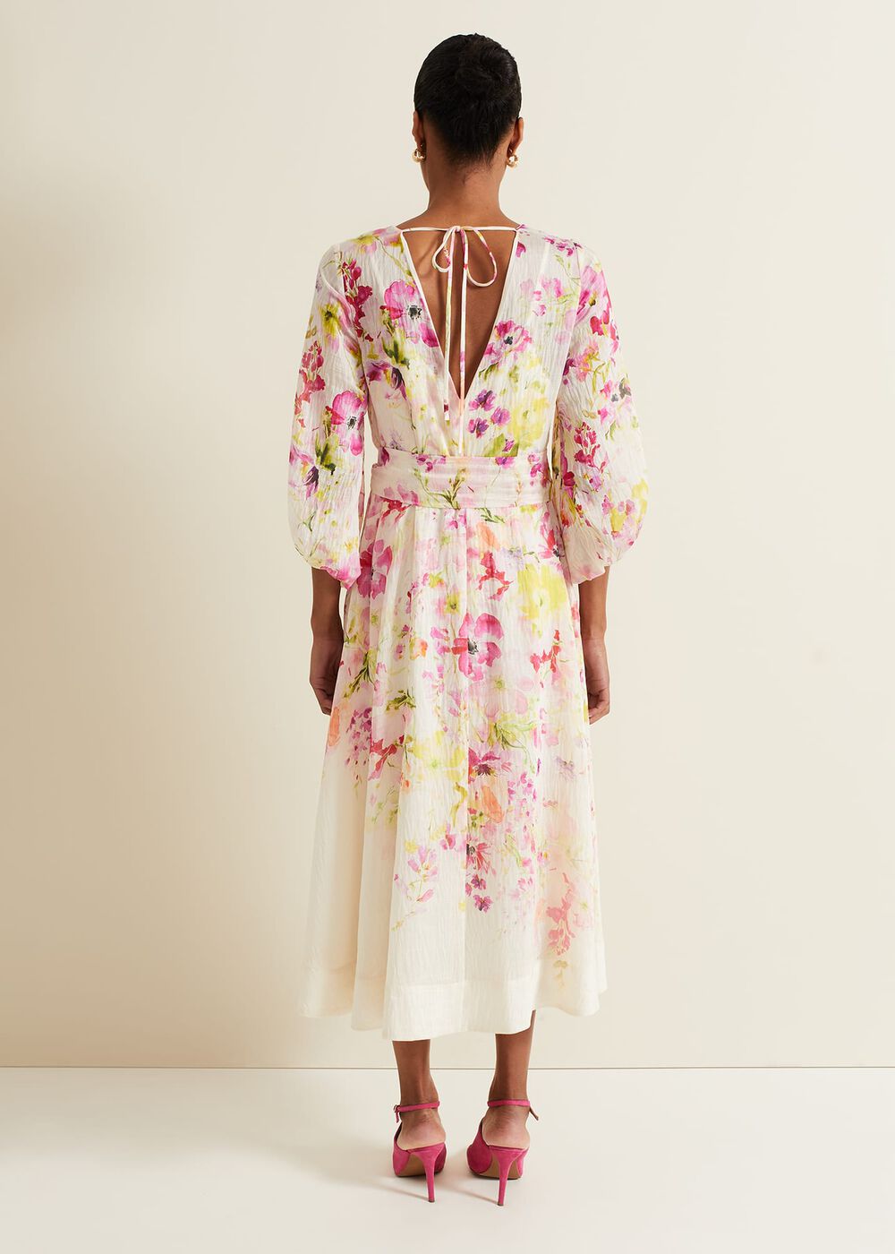 Clancy Floral Print Fit And Flare Dress Multi-Coloured