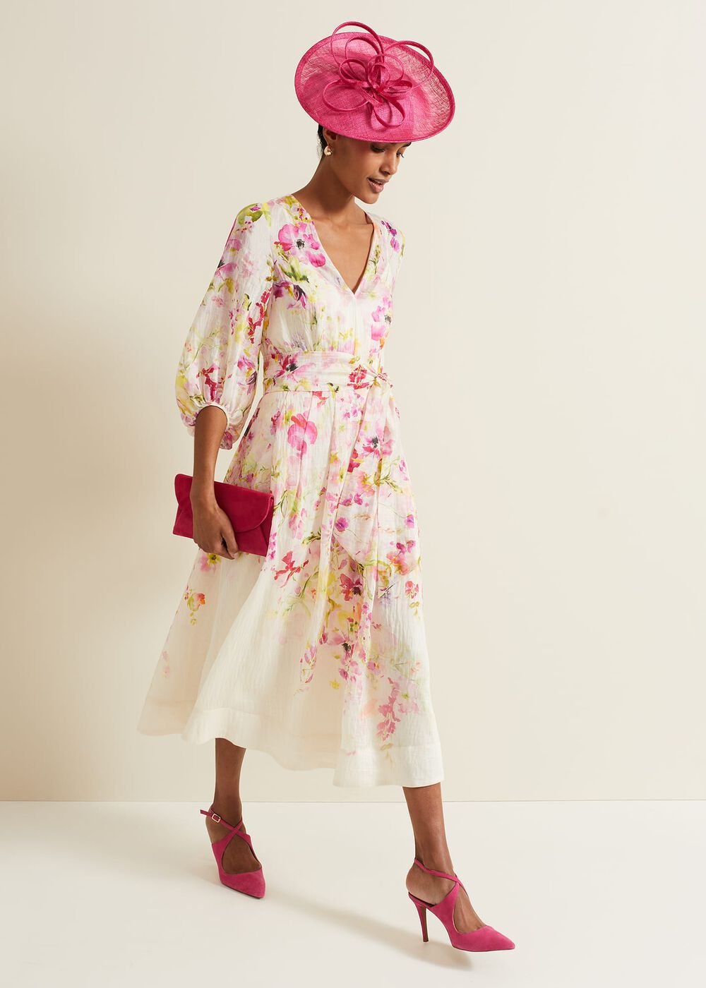 Clancy Floral Print Fit And Flare Dress Multi-Coloured
