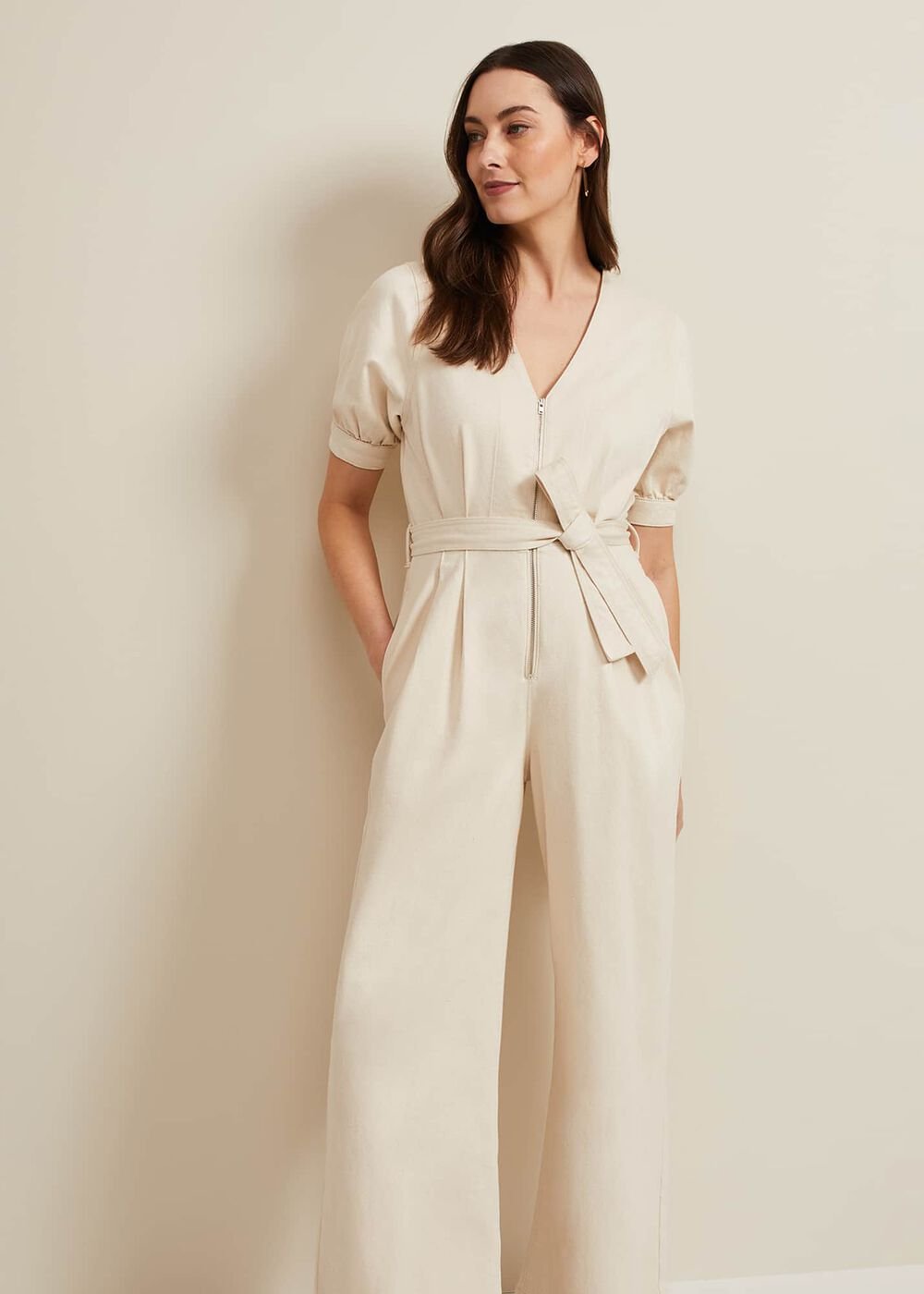 Florisa Denim Jumpsuit Cream