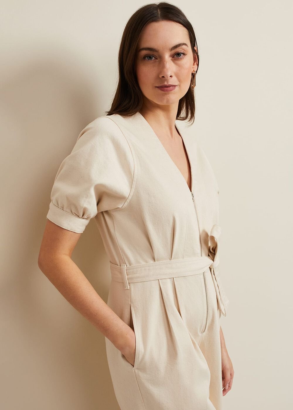 Florisa Denim Jumpsuit Cream