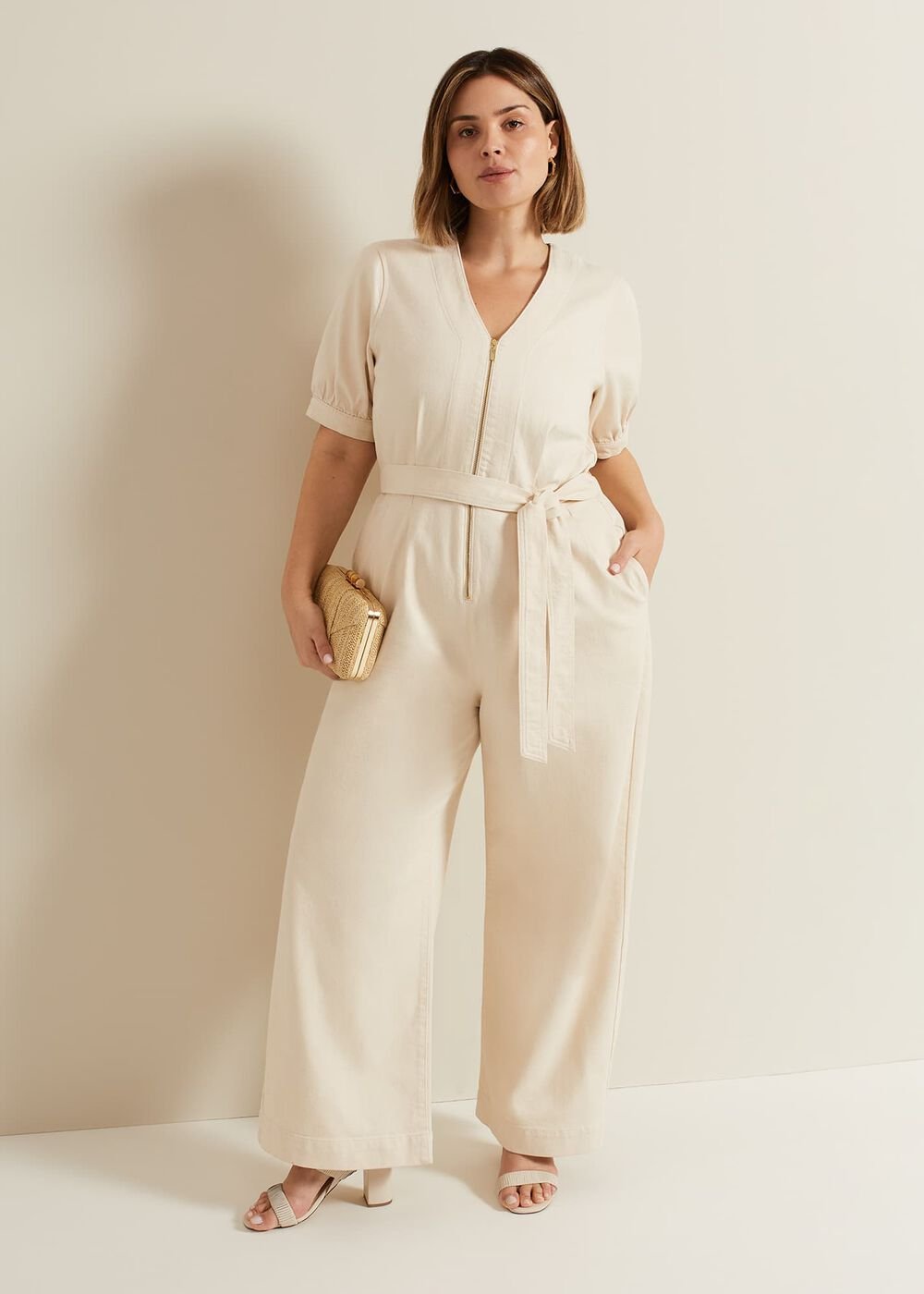 Florisa Denim Jumpsuit Cream
