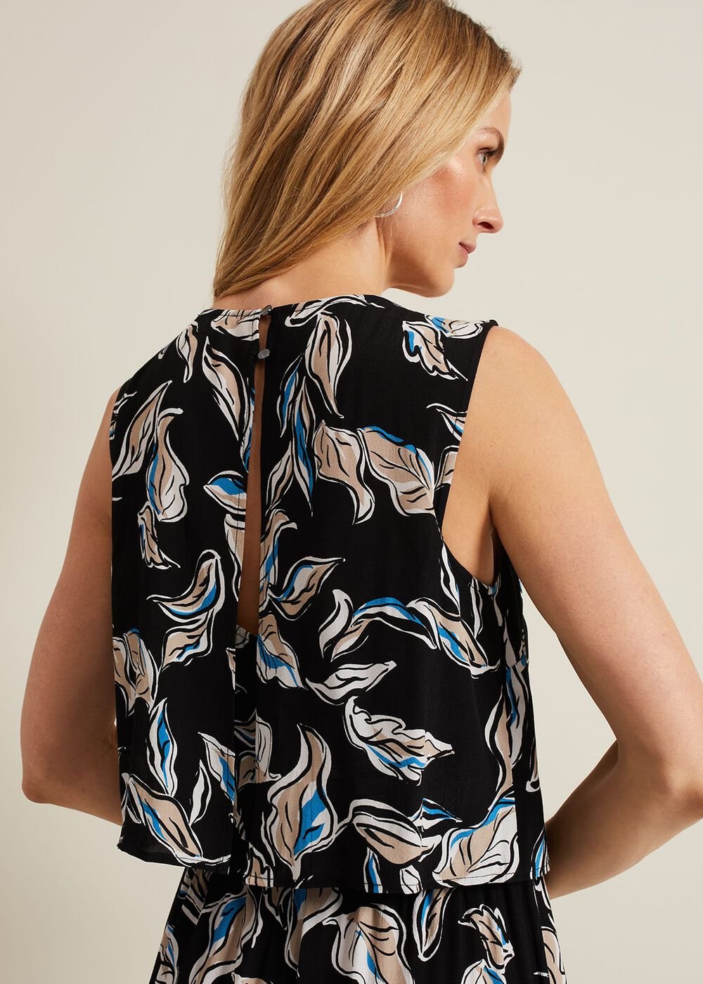 Aubrey Leaf Print Jumpsuit Black/Multi