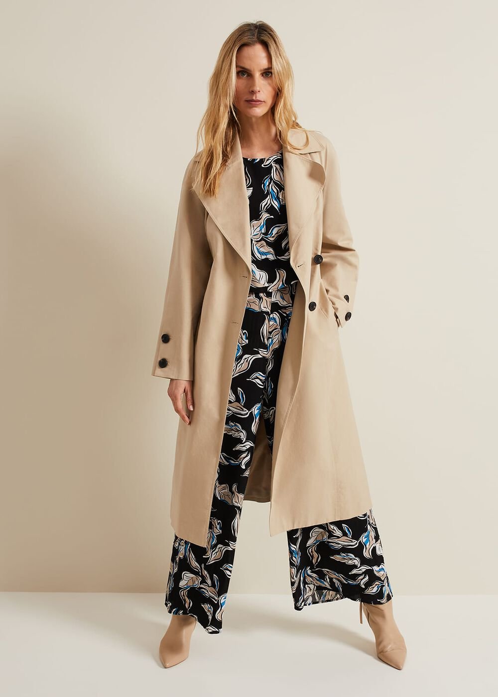 Aubrey Leaf Print Jumpsuit Black/Multi