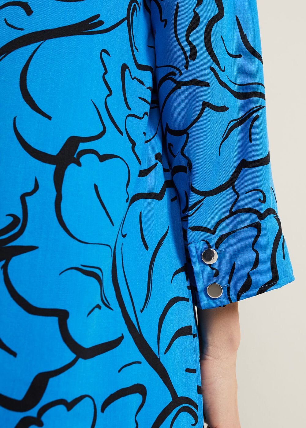 Marina Leaf Print Tunic Dress Blue